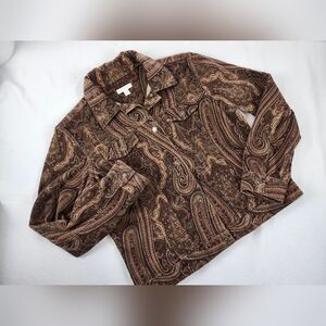 Charter Club‎ Women's Brown Paisley Corduroy Jacket Blazer Size Medium
